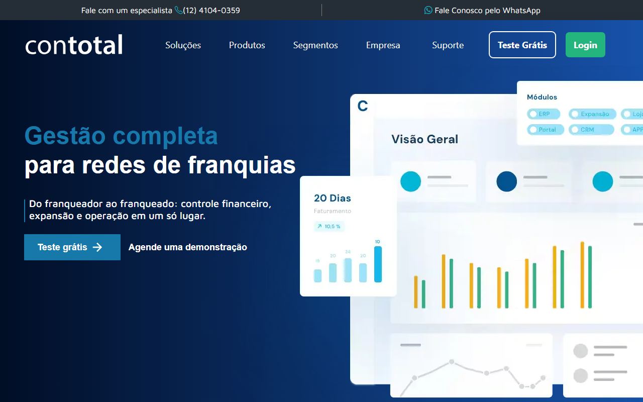 Página inicial do site Contotal