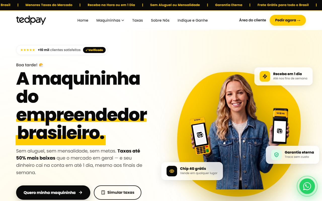 Página inicial do site TedPay
